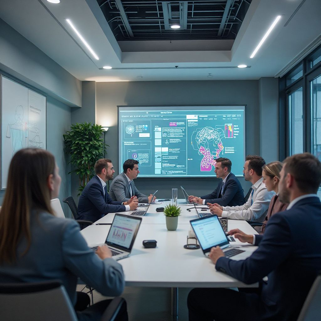 Echipa NeuroPedia prezentând concepte de inteligență artificială